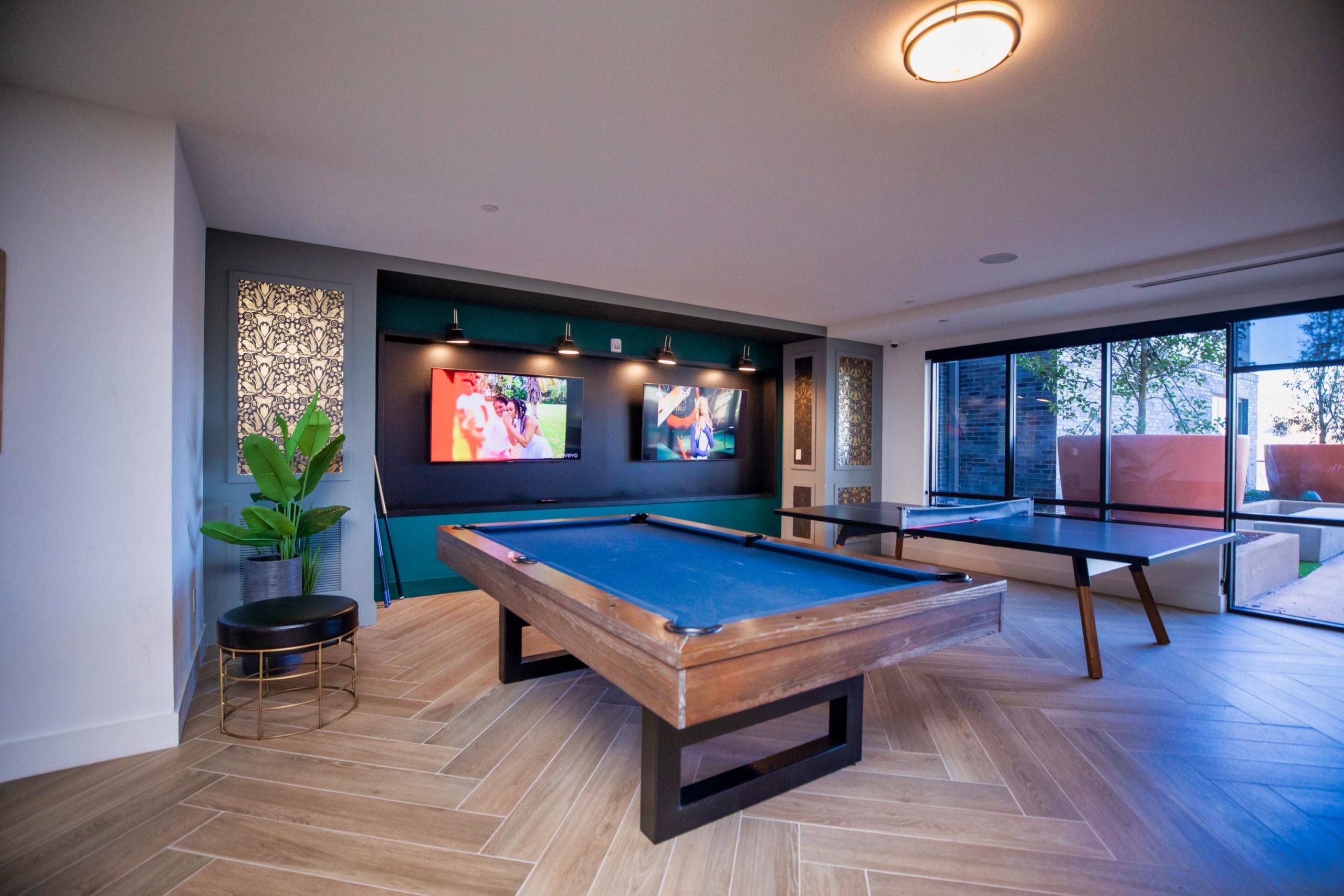 pool table, games, couches